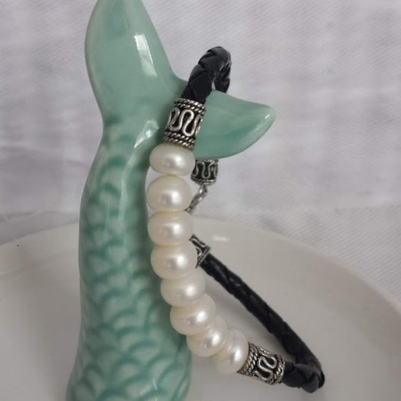 Sterling Silver Necklace Bracelet Set Real Pearls - Picture 7 of 10